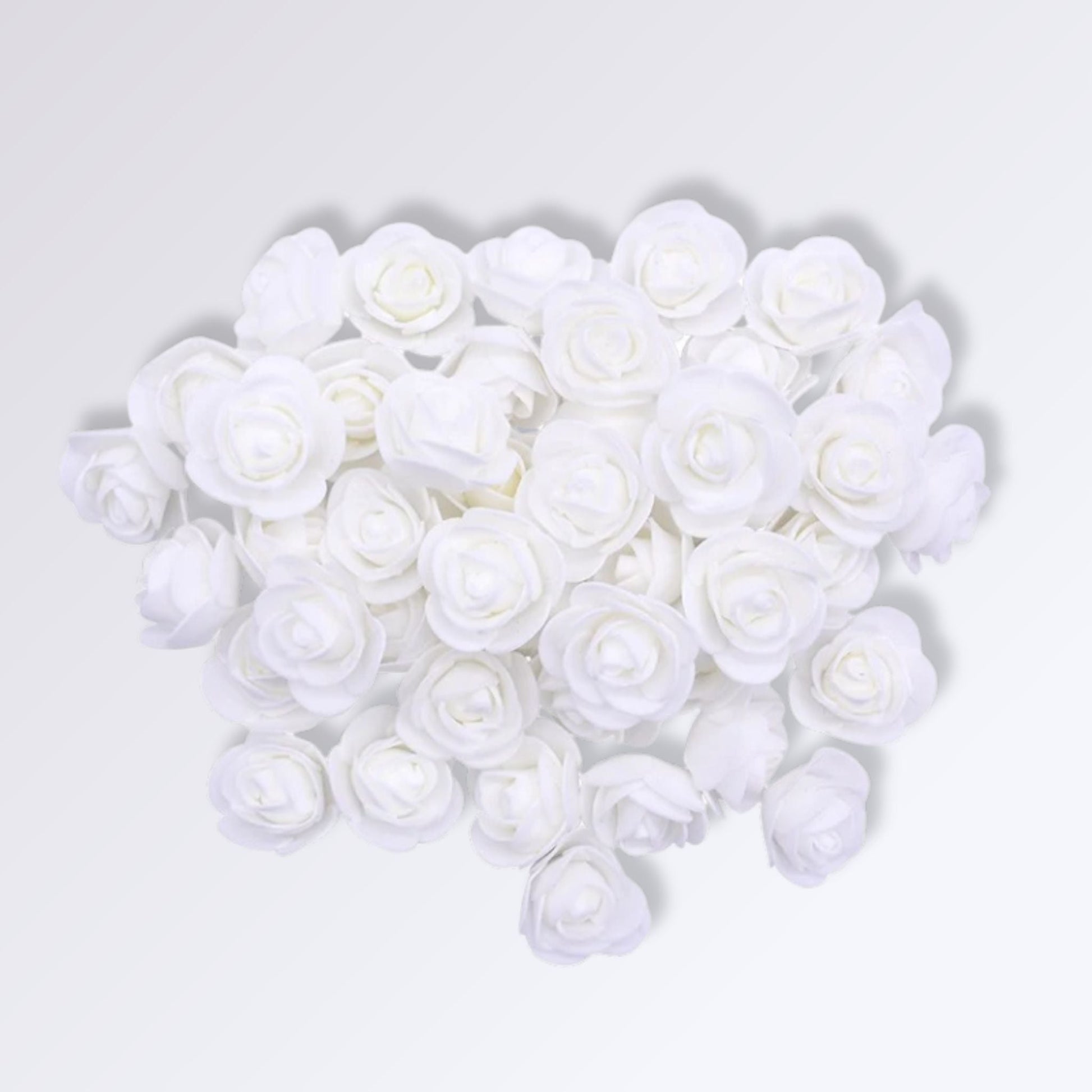Têtes de Fleur de Rose Artificielle | Couleur Blanc pur / 50 unités