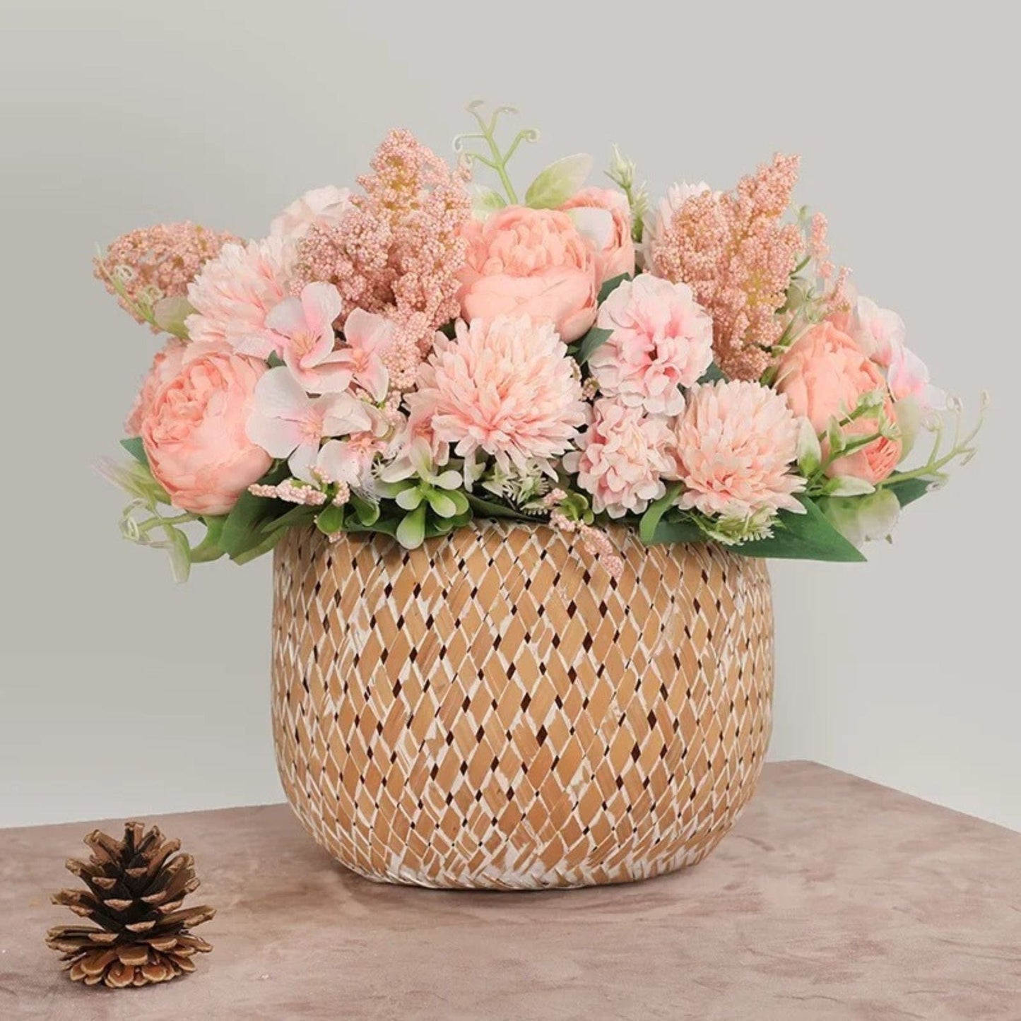 Bouquet de Fleurs Artificielles Cimetière 35cm | Perles Vertes