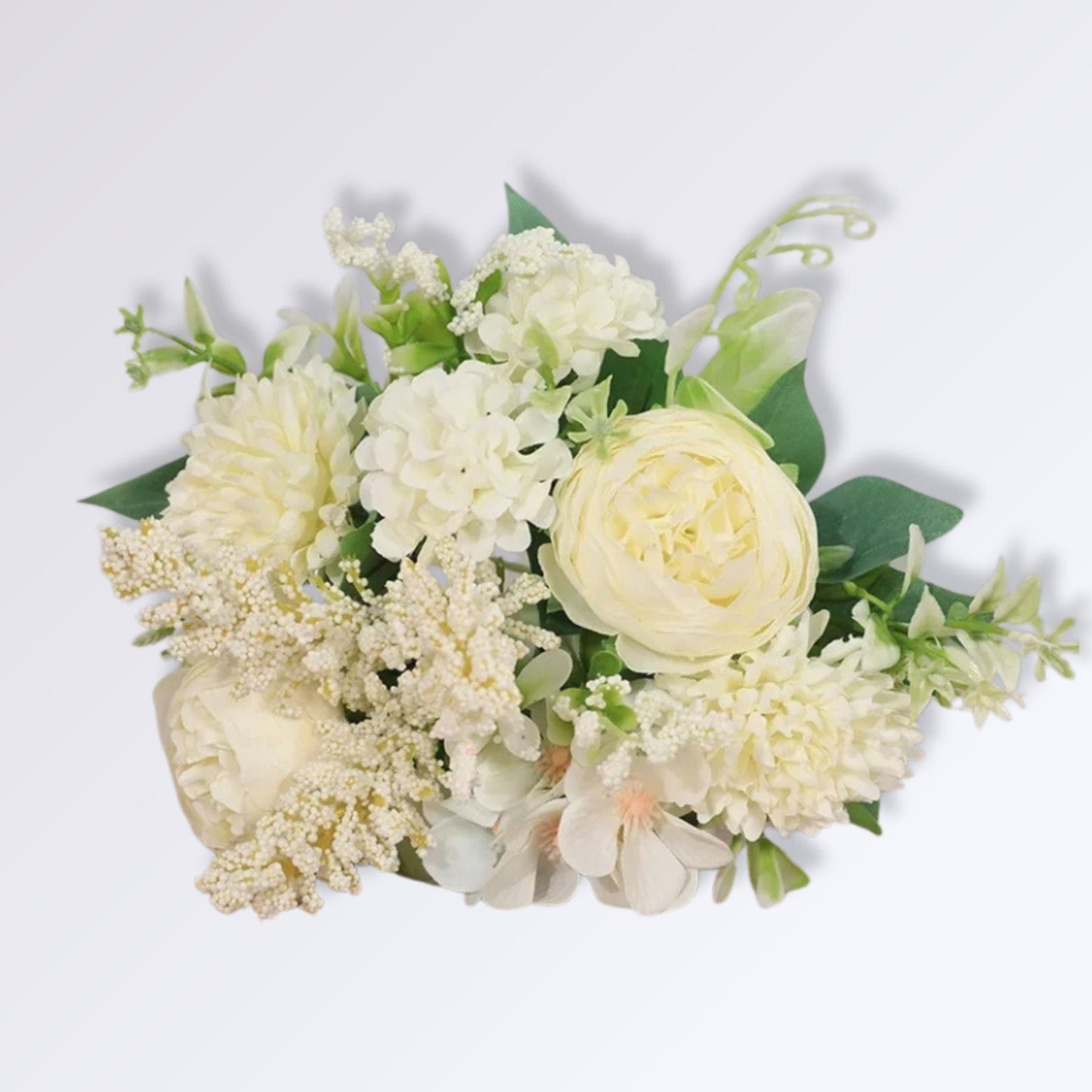 Bouquet de Fleurs Artificielles Cimetière 35cm | Perles Vertes Champagne