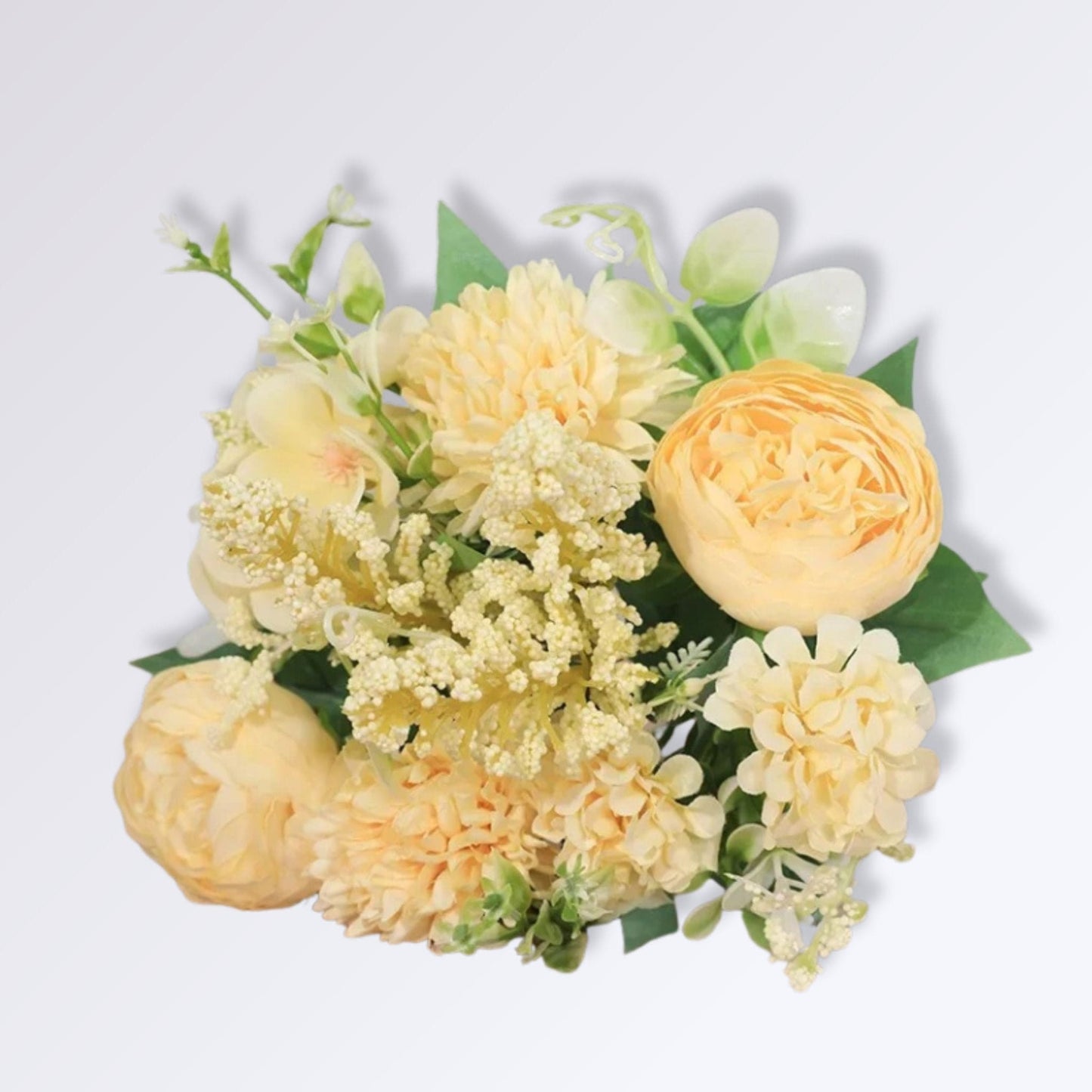 Bouquet de Fleurs Artificielles Cimetière 35cm | Perles Vertes Jaune