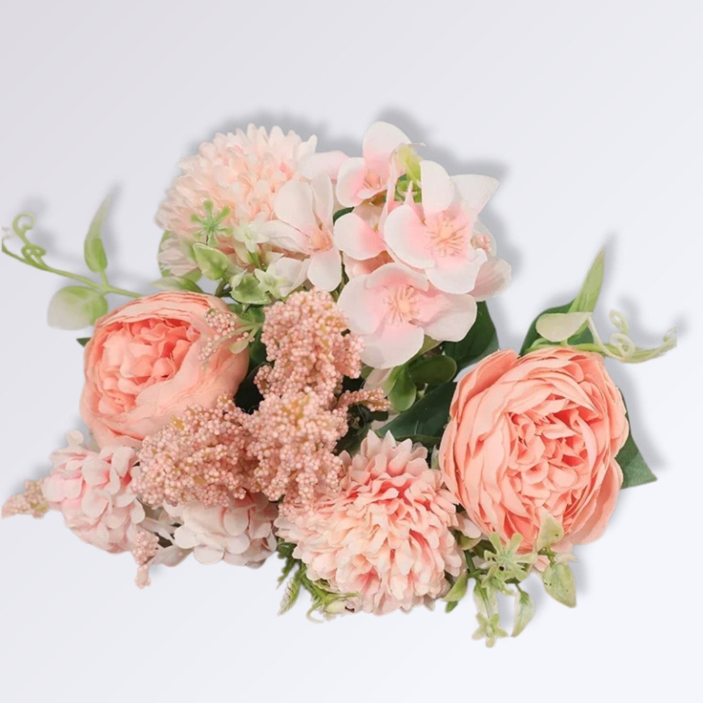 Bouquet de Fleurs Artificielles Cimetière 35cm | Perles Vertes Rose