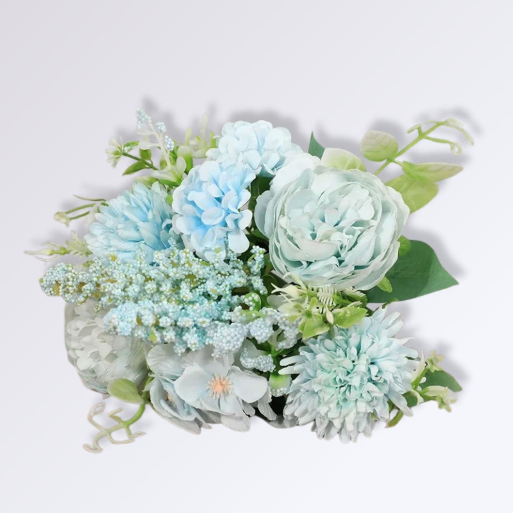 Bouquet de Fleurs Artificielles Cimetière 35cm | Perles Vertes Turquoise