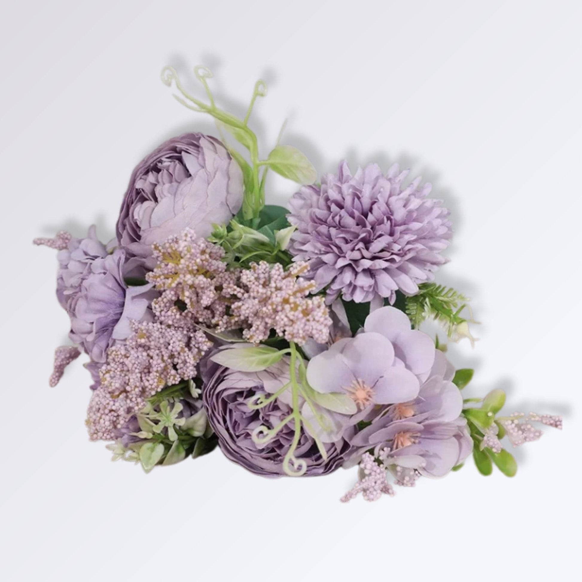 Bouquet de Fleurs Artificielles Cimetière 35cm | Perles Vertes Violet