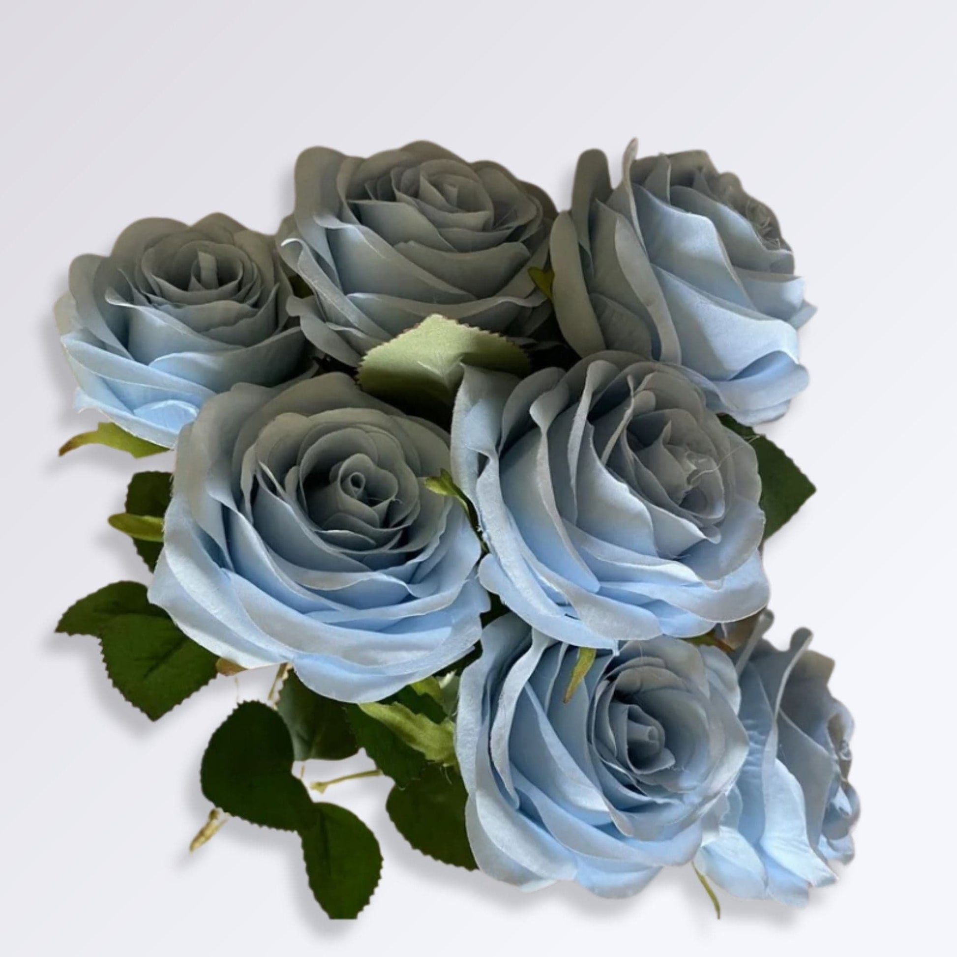 Bouquet de Roses Artificielles - Les 9 têtes | Perles Vertes Bleu