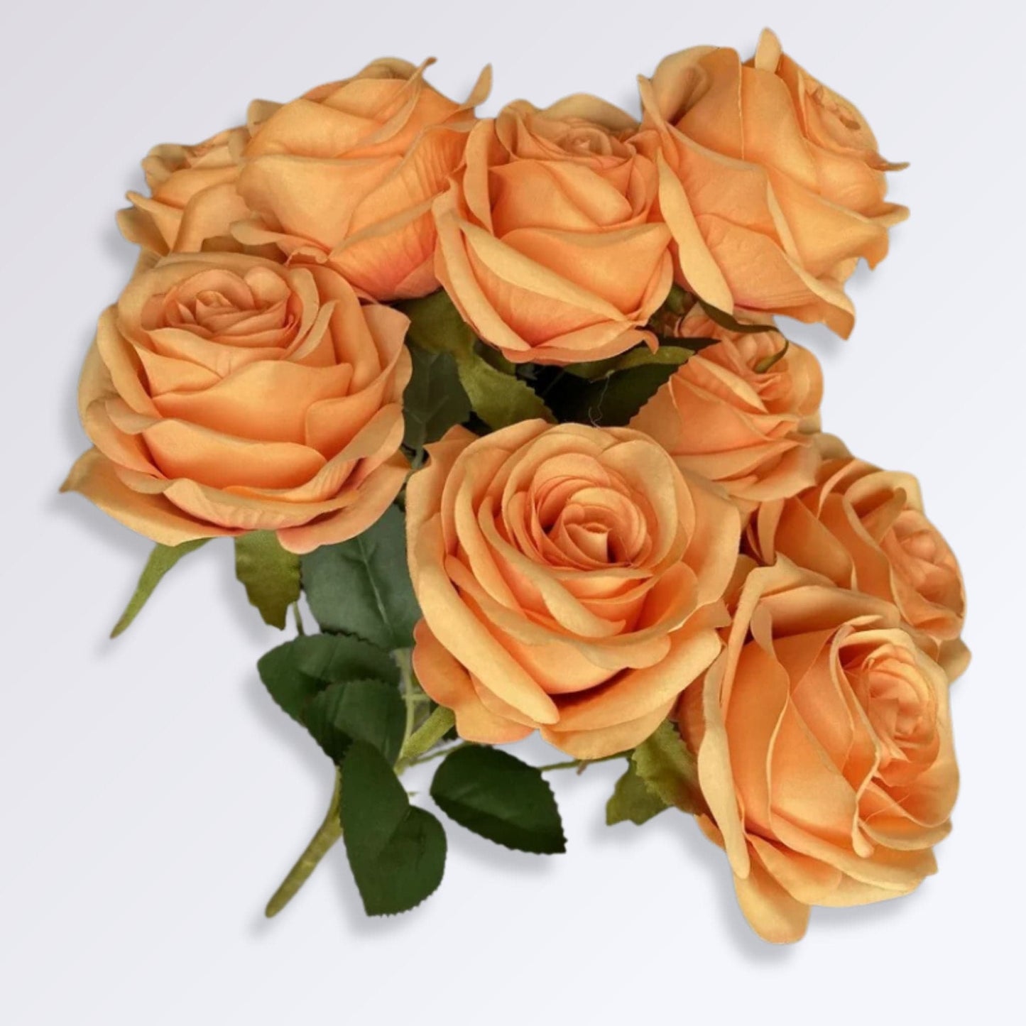 Bouquet de Roses Artificielles - Les 9 têtes | Perles Vertes Orange