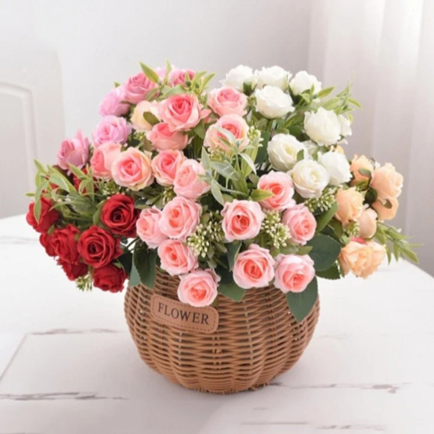 Bouquet de Roses Artificielles | Perles Vertes