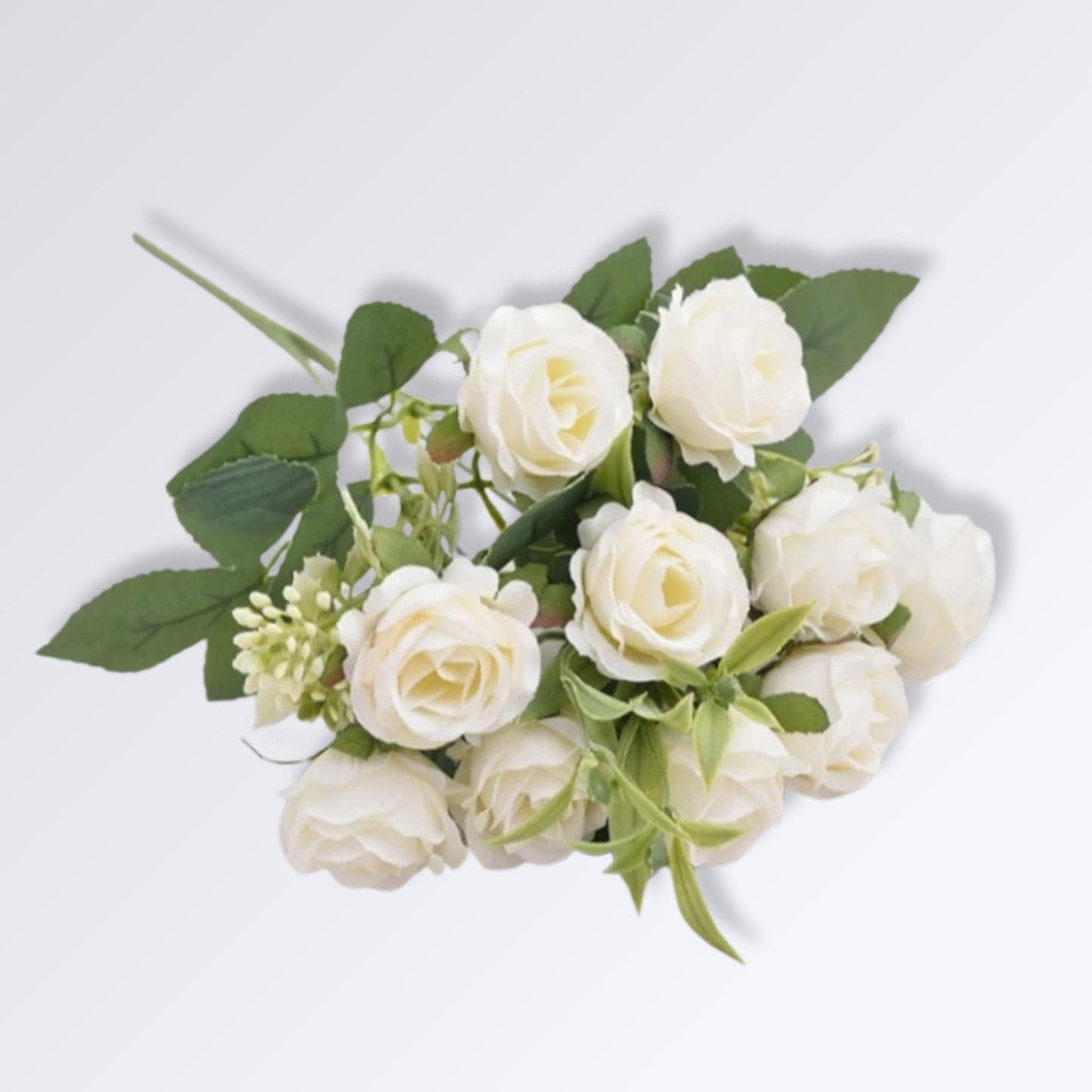 Bouquet de Roses Artificielles | Perles Vertes Blanc