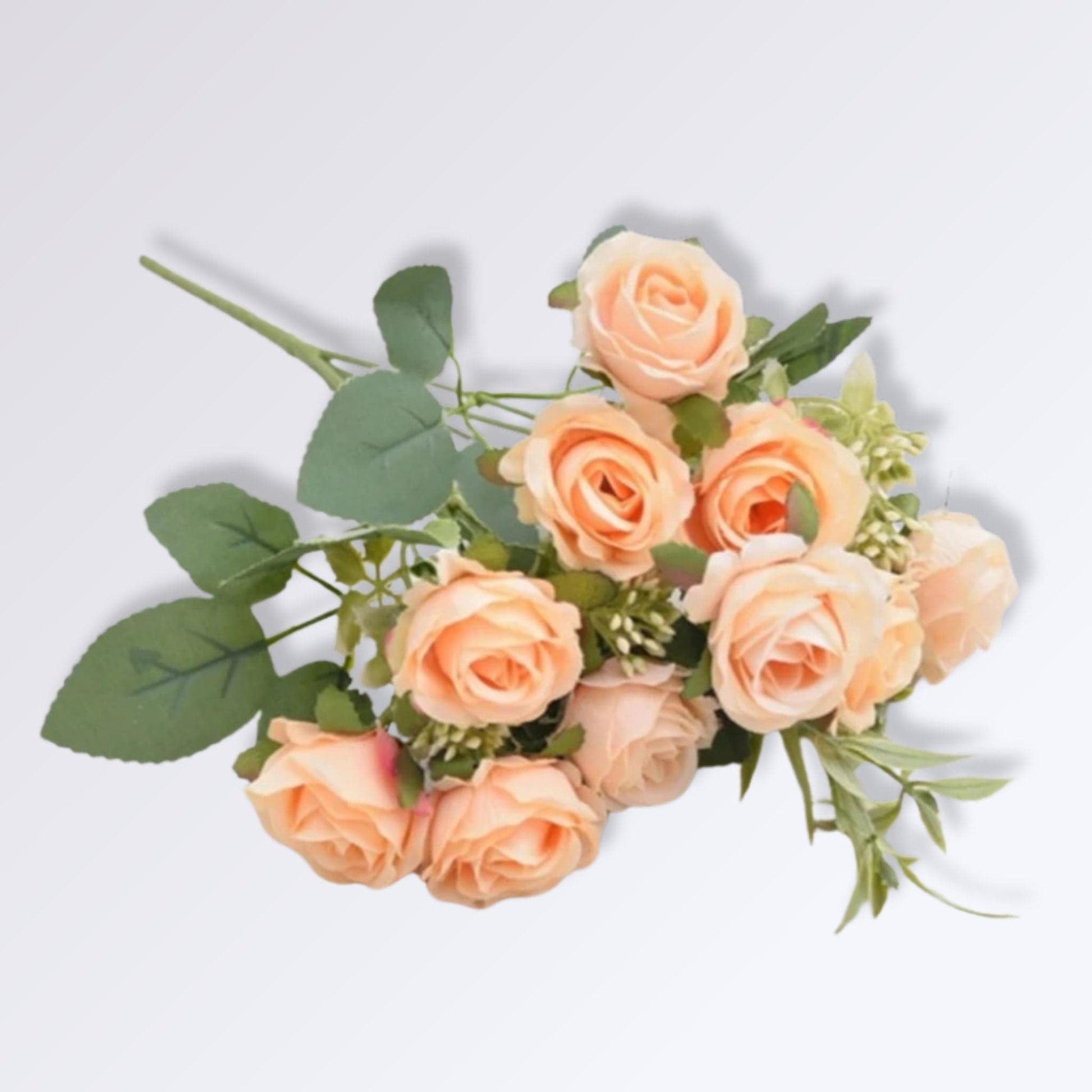 Bouquet de Roses Artificielles | Perles Vertes Orange