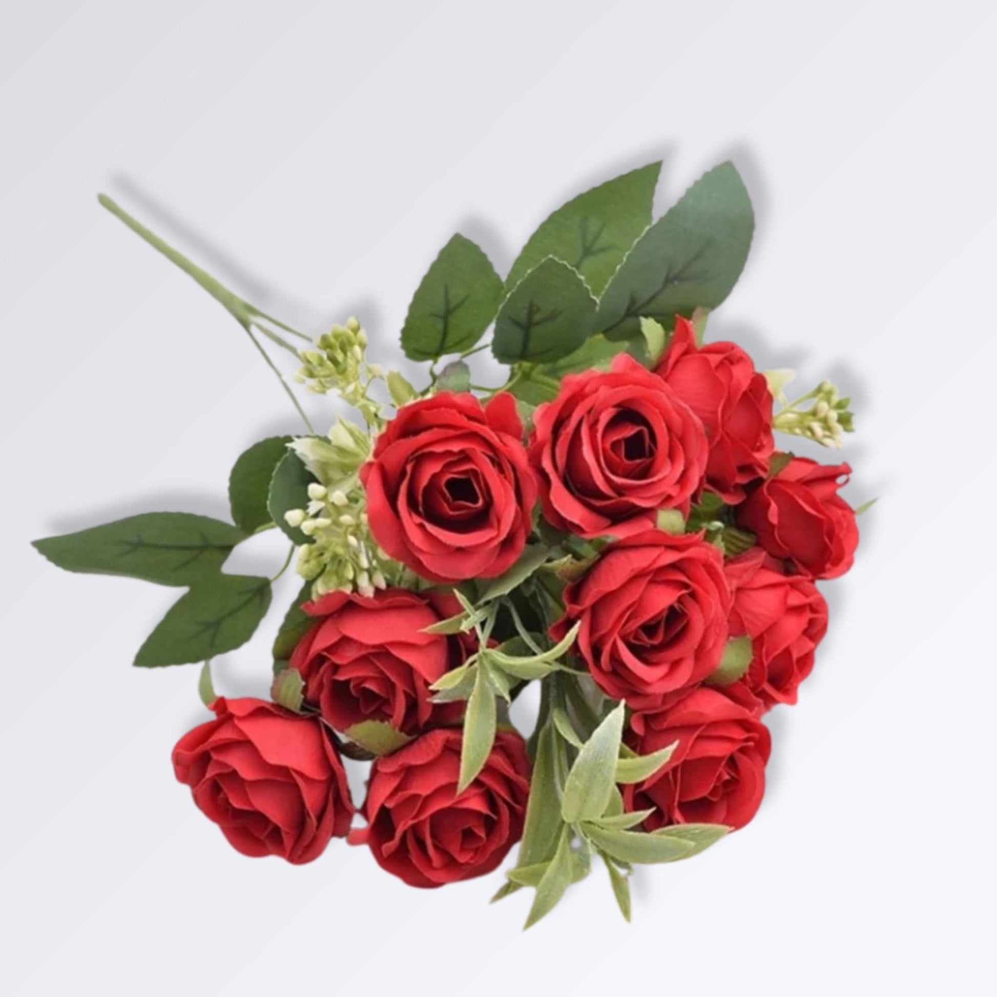 Bouquet de Roses Artificielles | Perles Vertes Rouge