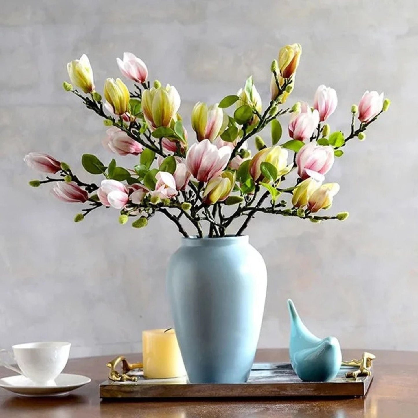 Branche de Magnolia Artificielle | Perles Vertes