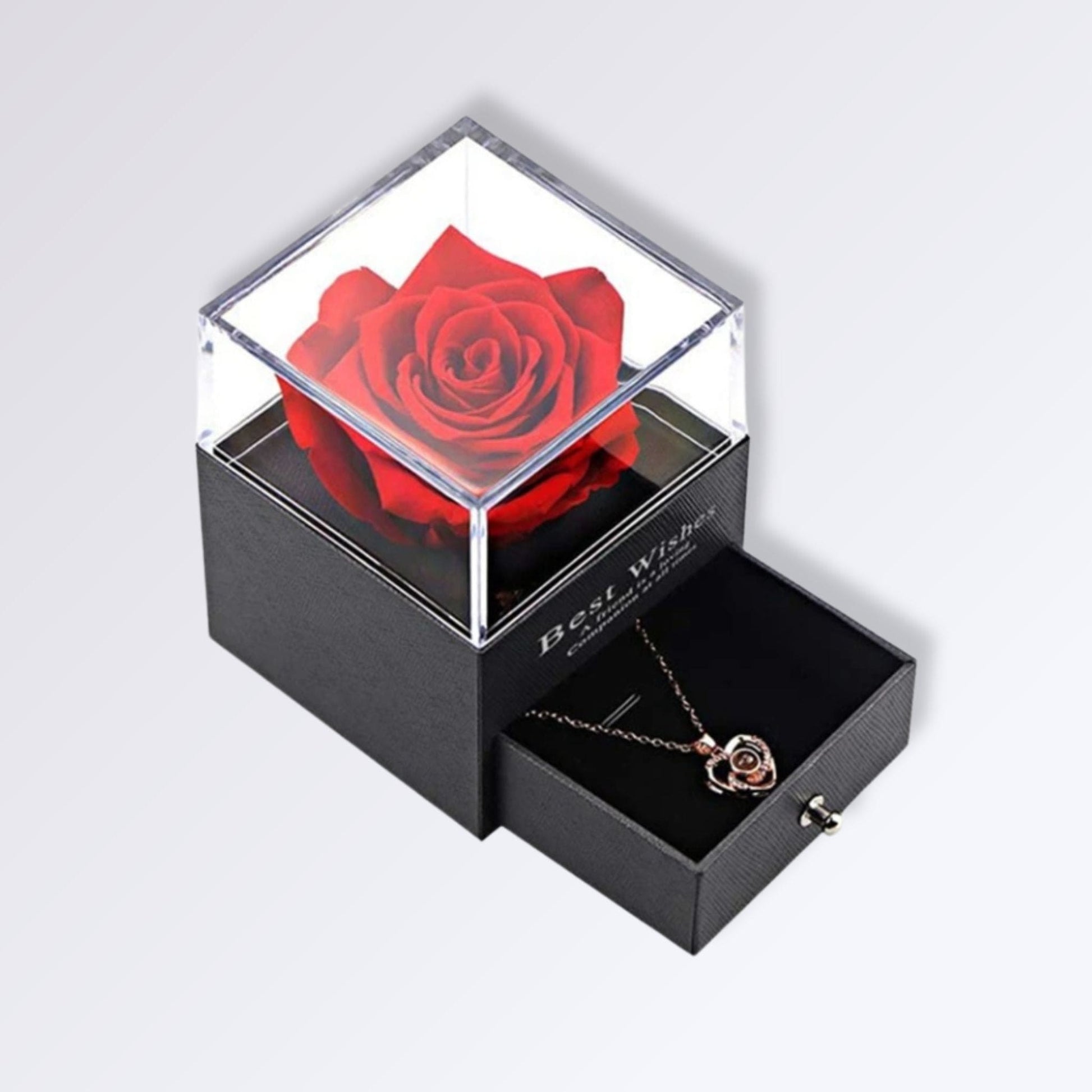 Coffret Rose Éternelle avec Collier | Perles Vertes