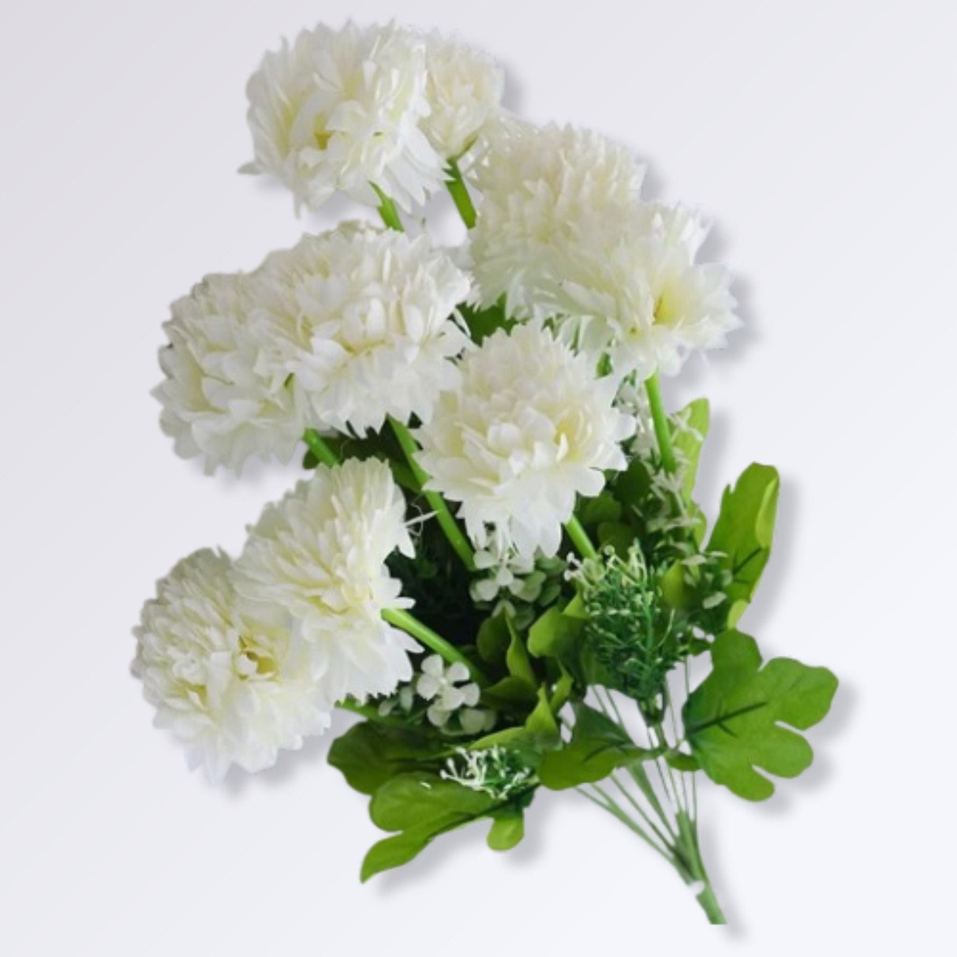 Hortensias sur tige | Perles Vertes Blanc