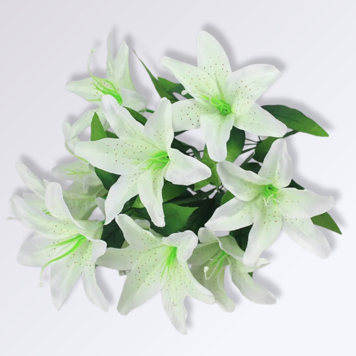 Lys Artificiel Haut de Gamme | Perles Vertes Blanc