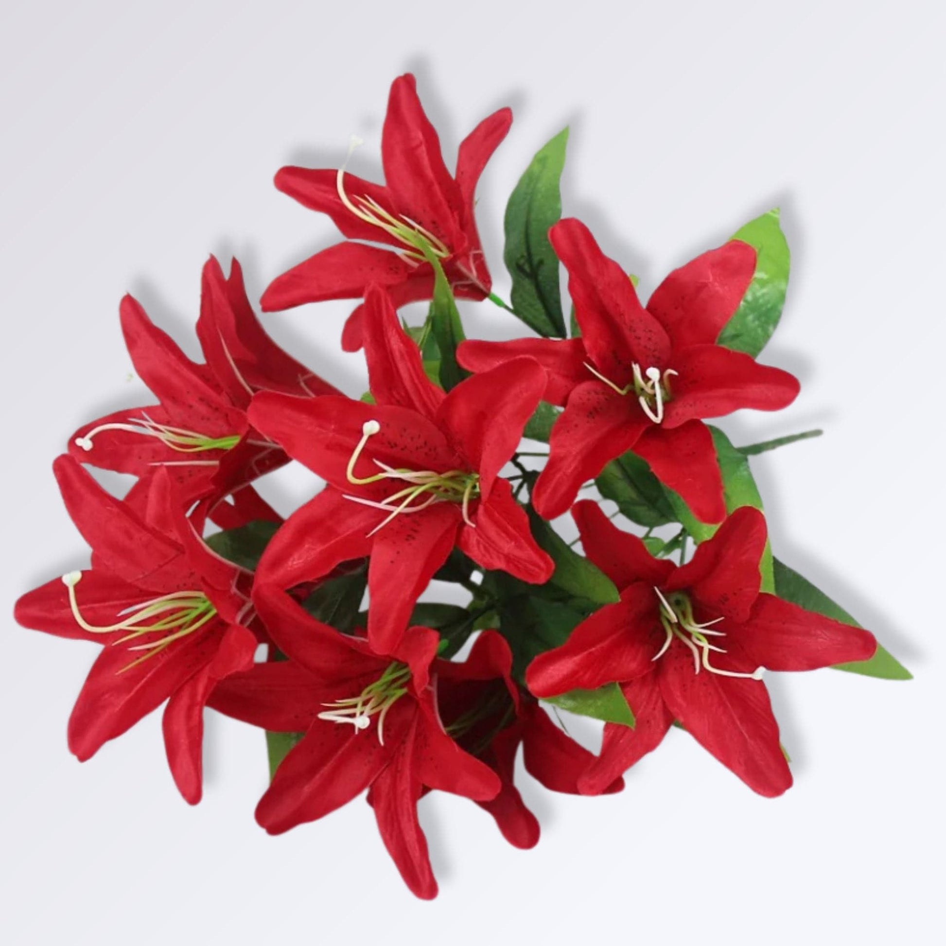 Lys Artificiel Haut de Gamme | Perles Vertes Rouge