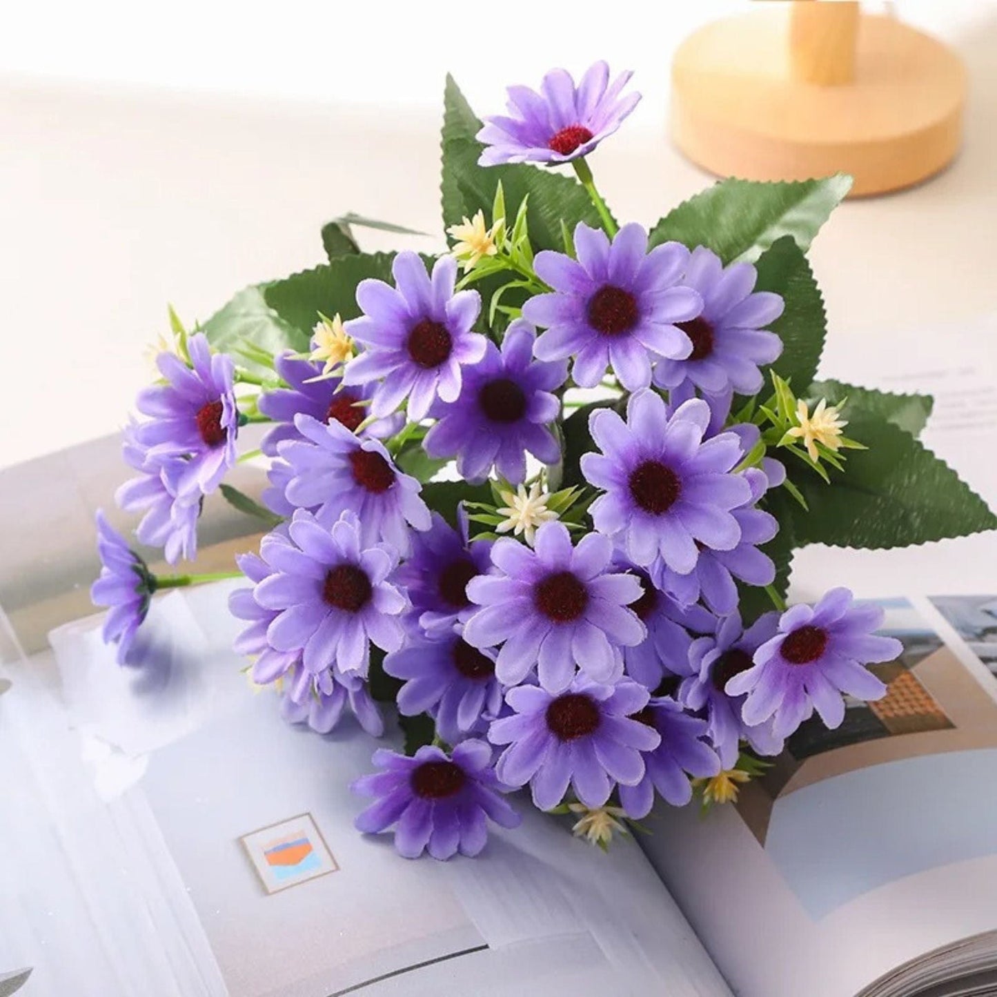 Marguerite Artificielle | Perles Vertes Violet