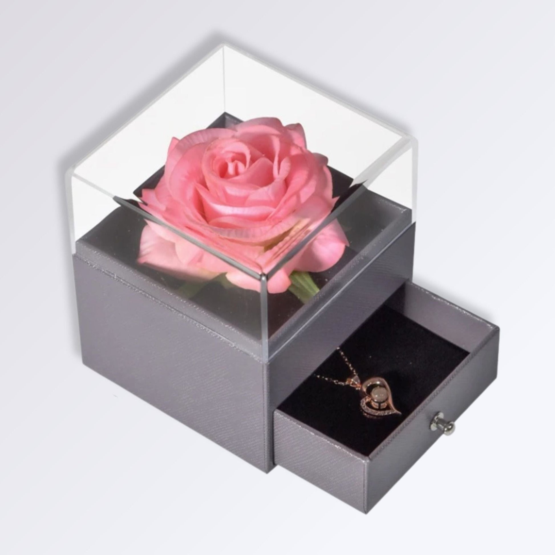 Rose Éternelle avec Bijoux | Perles Vertes Rose