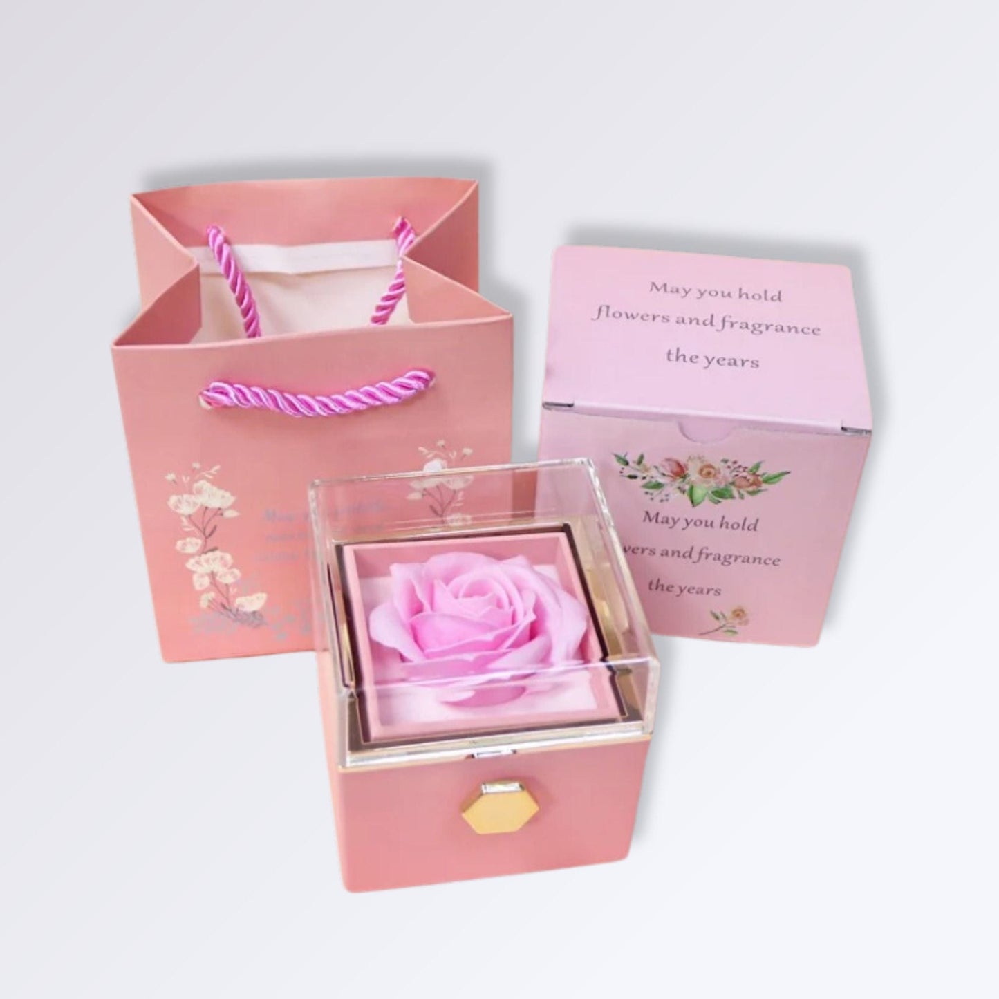 Rose Éternelle Coffret | Perles Vertes Rose