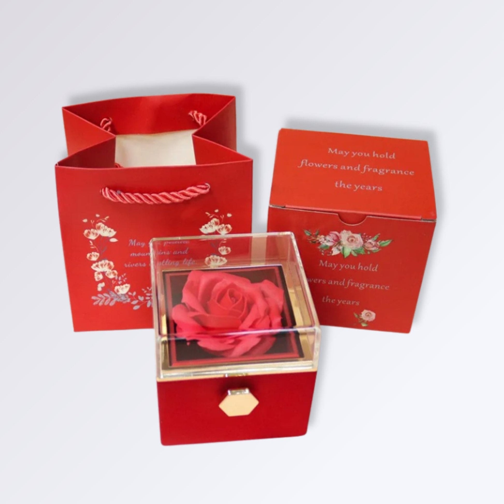 Rose Éternelle Coffret | Perles Vertes Rouge