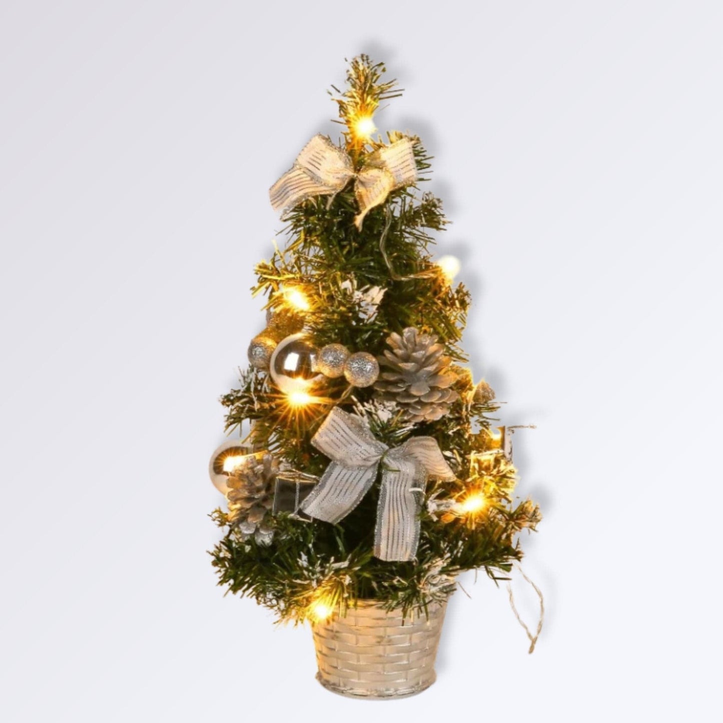 Sapin de Noël avec LED | Perles Vertes Argent