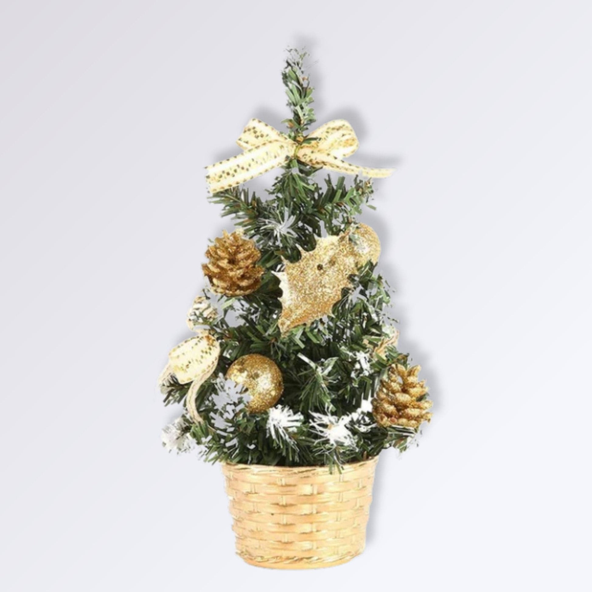 Sapin de Noël Réaliste Pas Cher | Perles Vertes Or / 30cm