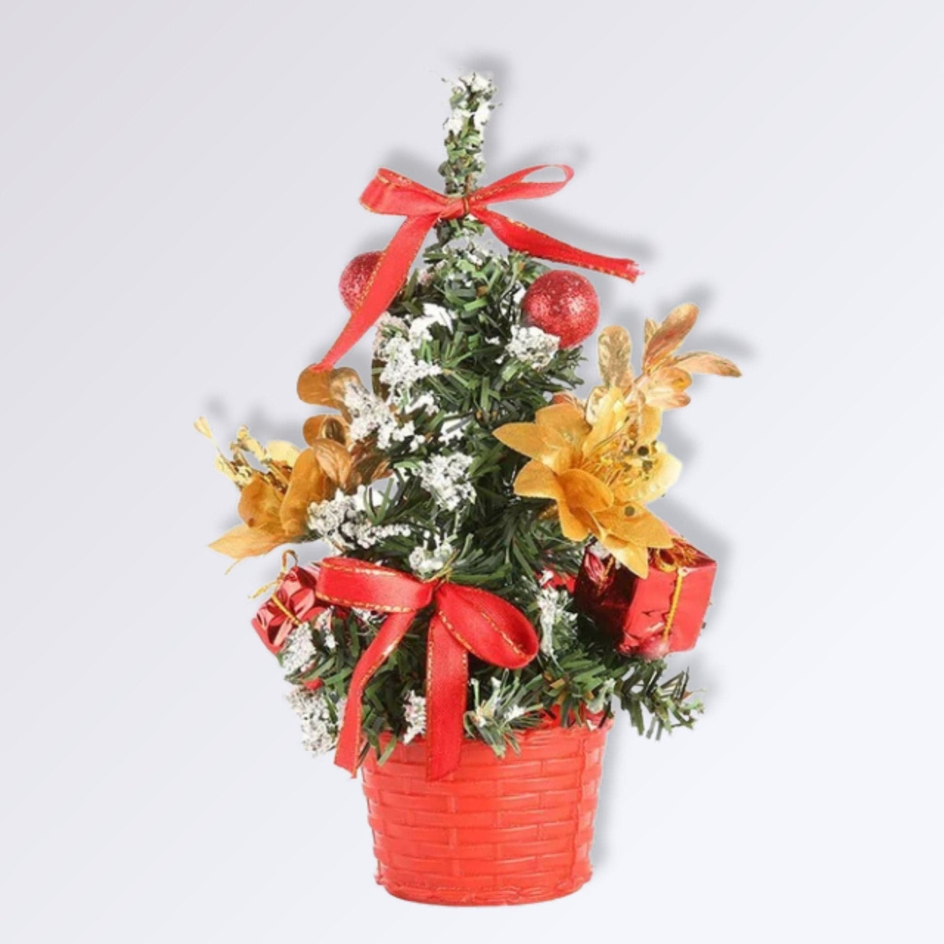 Sapin de Noël Réaliste Pas Cher | Perles Vertes Rouge / 30cm