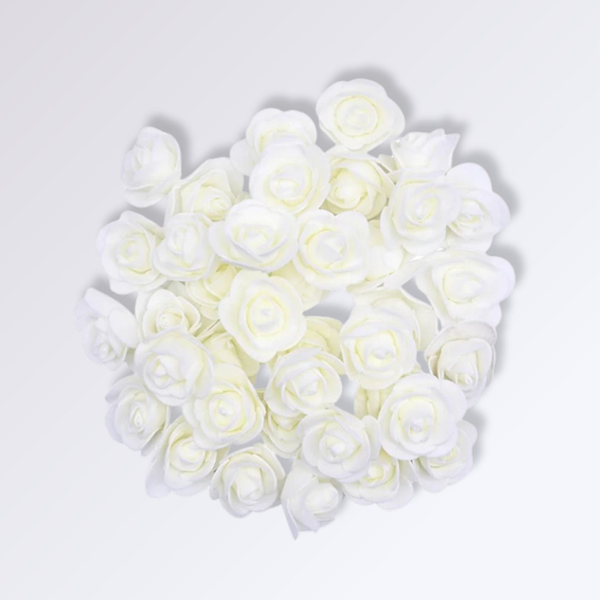 Têtes de Fleurs Artificielles - Roses | Perles Vertes Blanc crème / 50 unités