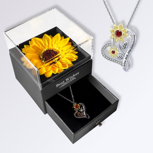 Tournesol Éternel avec Bijou Cœur tendre