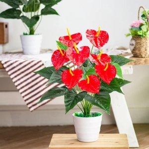 Anthurium Artificiel à Fleurs Rouges
