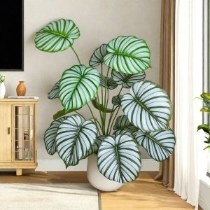Quelle plante pour salle de bain ? Le guide complet pour choisir la plante idéale plante artificielle calathea zébrée 100cm