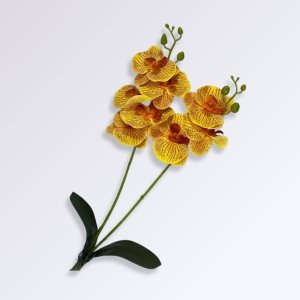 Plante Artificielle Orchidée sur Tige Couleur Jaune-Orange