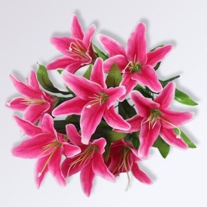 Bouquet de Lys Artificiel Couleur Rose fuchsia