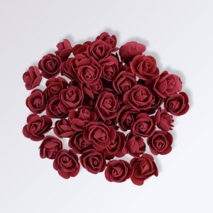 Têtes de Fleur de Rose Artificielle | Couleur Rouge pourpre / 50 unités
