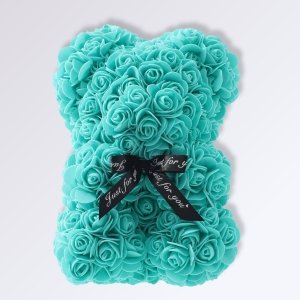 Ourson En Fleur Artificielle Couleur Turquoise