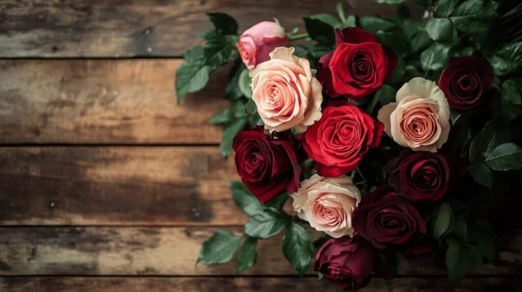 Exemple de bouquet composé de différentes roses