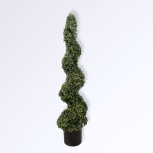 Buis Topiaire en Spirale Artificiel 120cm Vert foncé