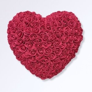 Coeur en Rose Éternelle Rouge foncé