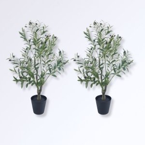 Nouveautés Olivier Artificiel en Pot 90 cm Lot de 2